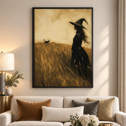Witch Walking with Black Cat Wall Art 5