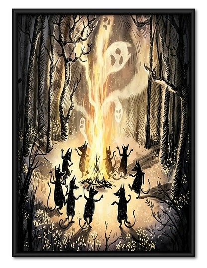 Witches and Ghosts in Enchanted Forest Wall Art 1