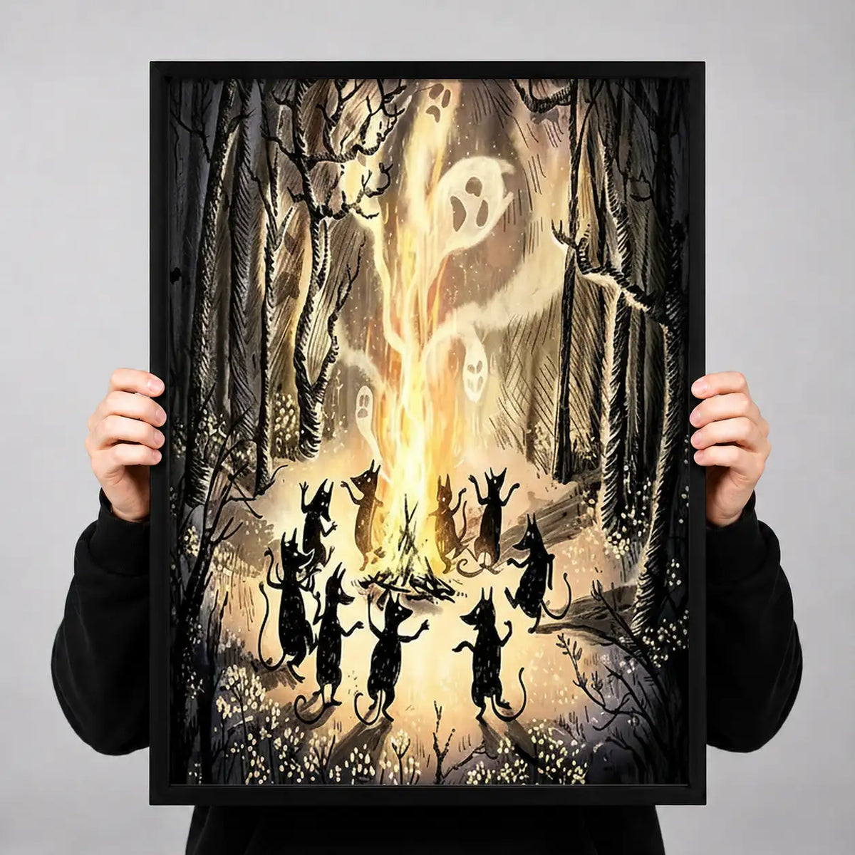 Witches and Ghosts in Enchanted Forest Wall Art 3