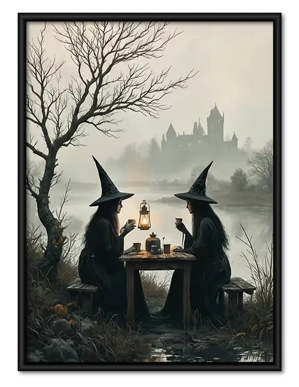 Witches Gathering in Misty Forest Wall Art 1