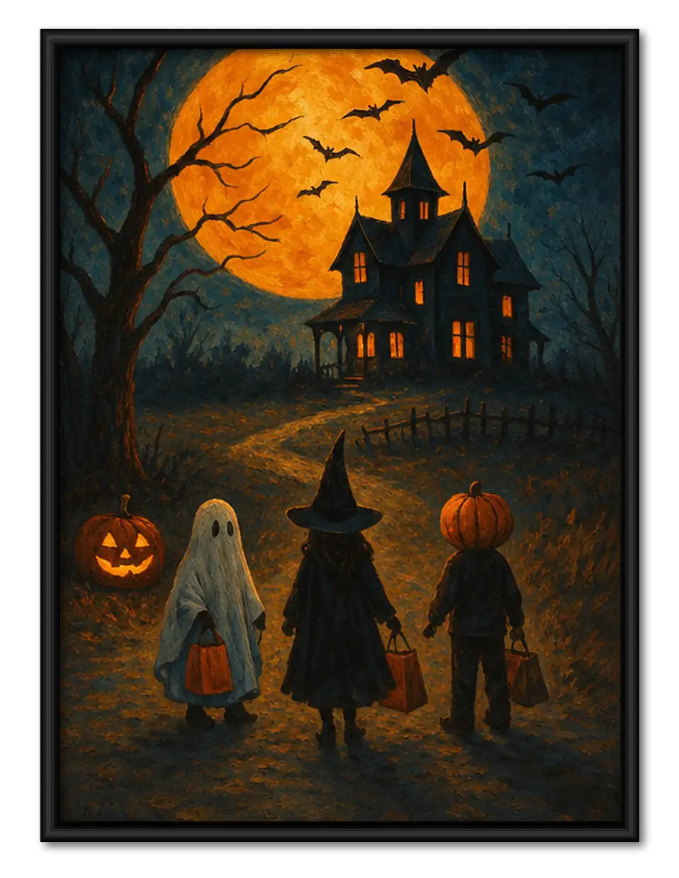 Witches outside Haunted House Wall Art 1