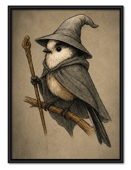 Wizard Bird with Staff Portrait Wall Art