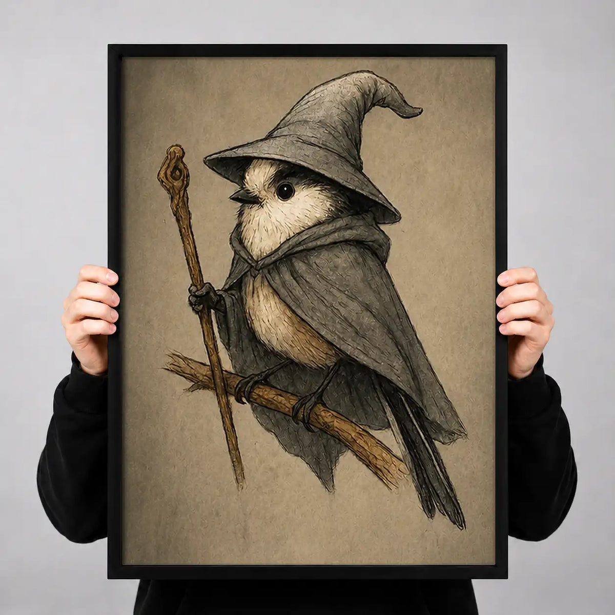 Wizard Bird with Staff Portrait Wall Art 3