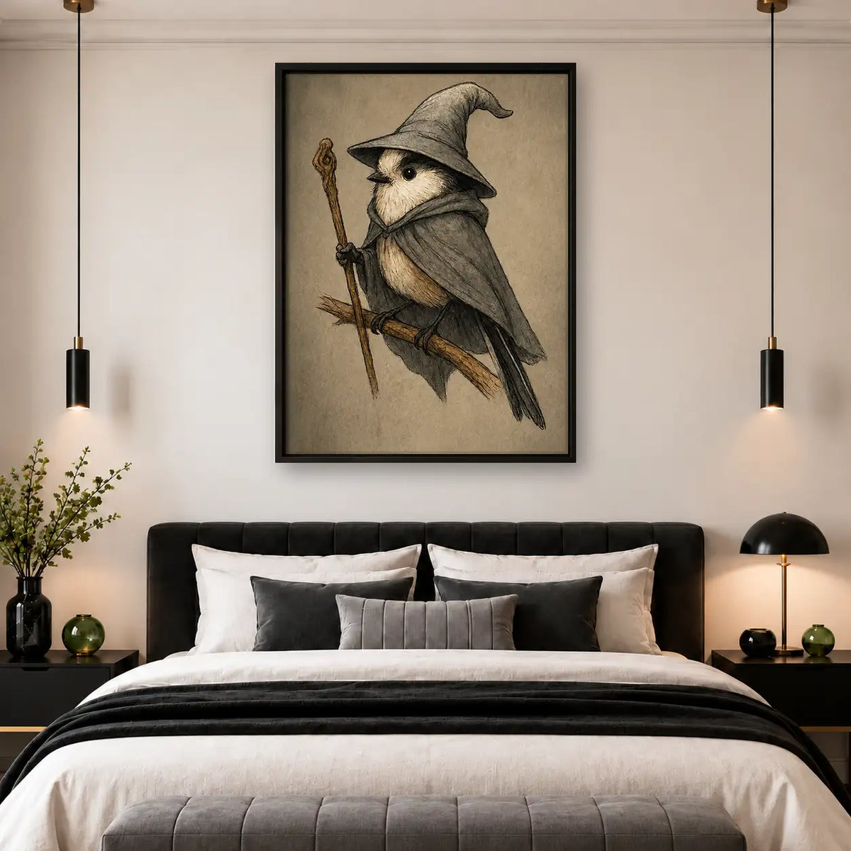 Wizard Bird with Staff Portrait Wall Art 4