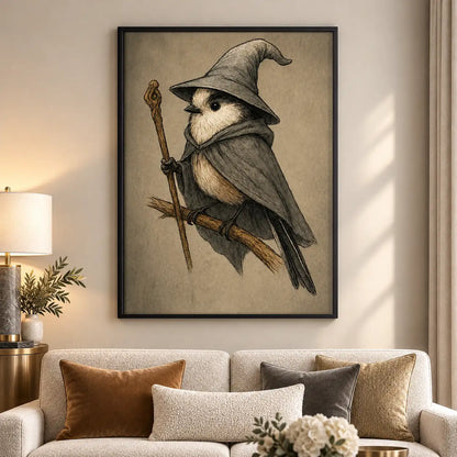Wizard Bird with Staff Portrait Wall Art 5