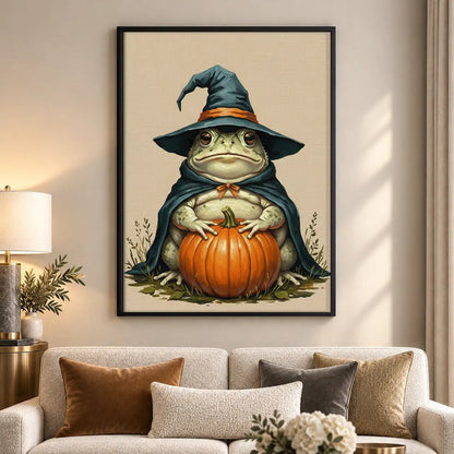 Wizard Frog Holding Orange Pumpkin Wall Art 5