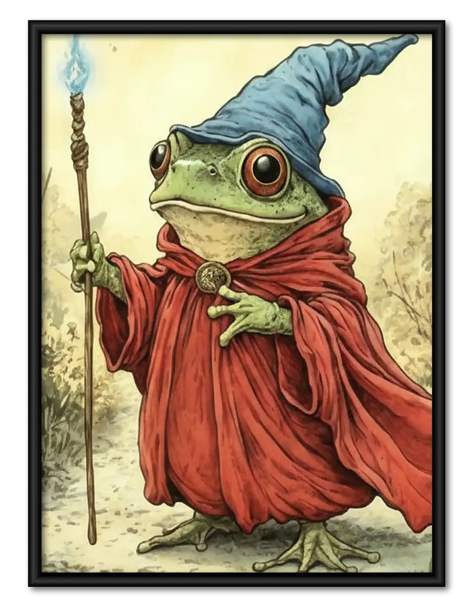 Wizard Frog in Red Cloak Wall Art 1