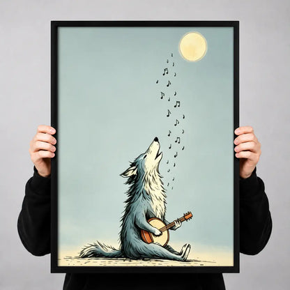 Wolf Howling beneath Pale Moon Wall Art 3