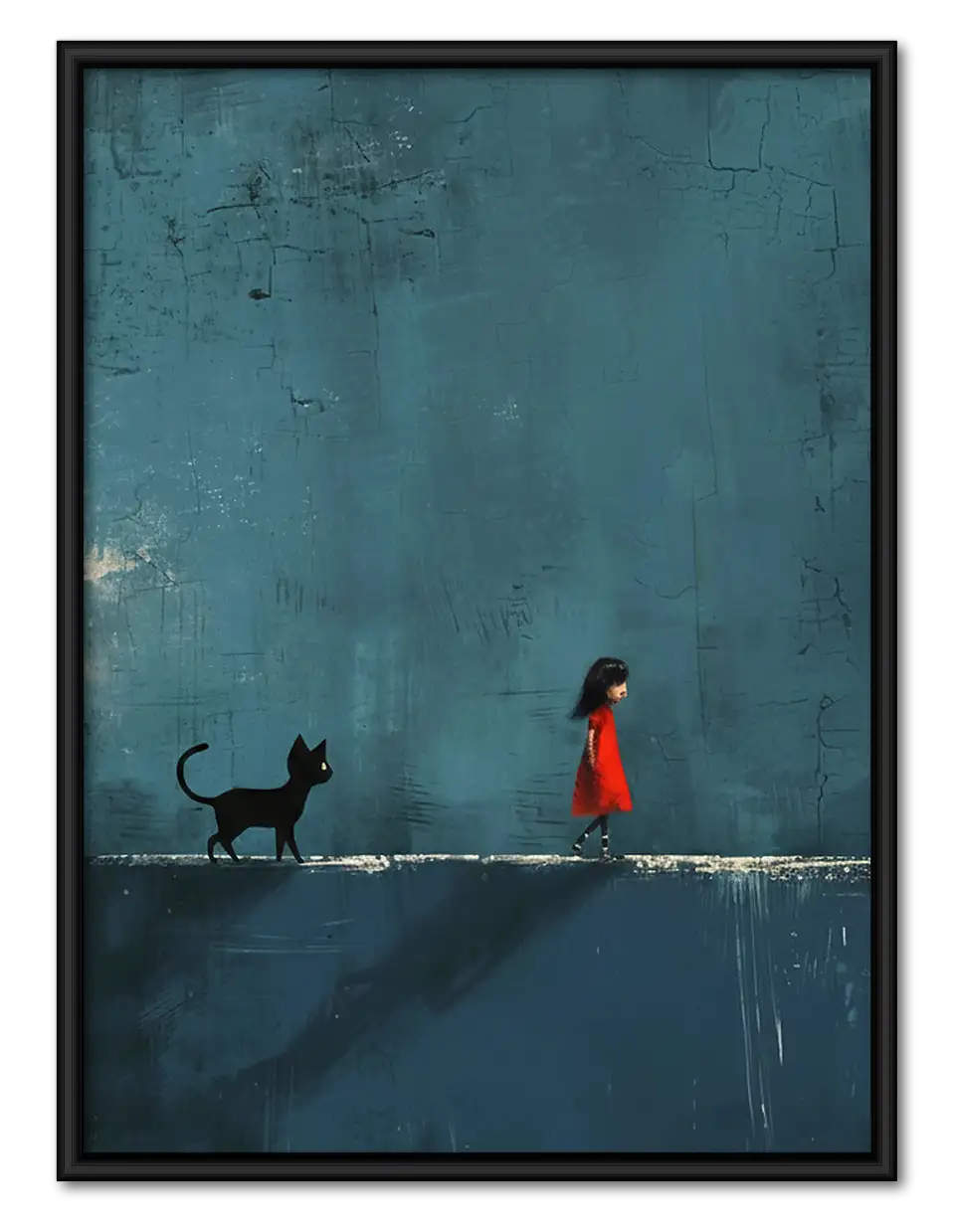Woman and Cat on Quiet Horizon Wall Art 1