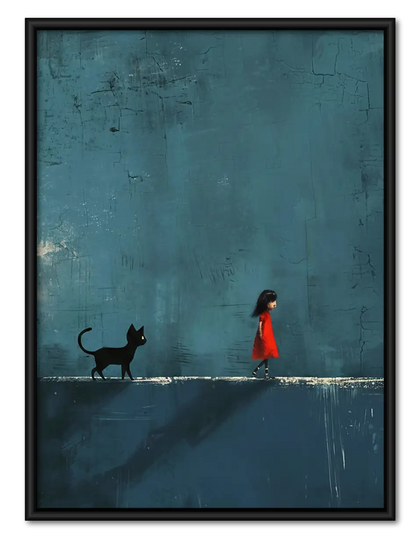 Woman and Cat on Quiet Horizon Wall Art