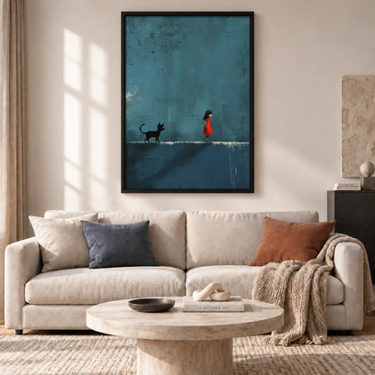 Woman and Cat on Quiet Horizon Wall Art 2
