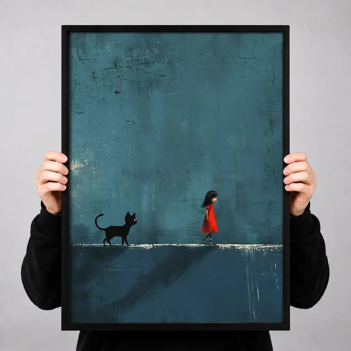 Woman and Cat on Quiet Horizon Wall Art 3