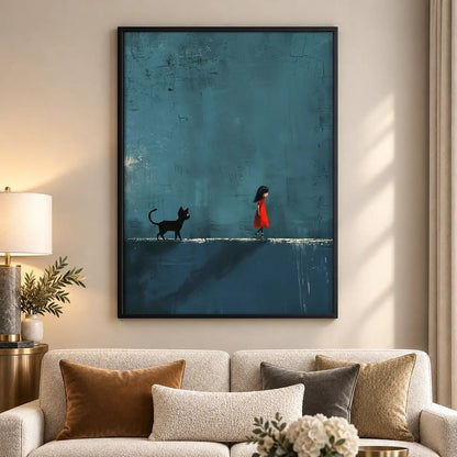 Woman and Cat on Quiet Horizon Wall Art 5
