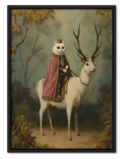 Woman and Deer in Enchanted Forest Wall Art