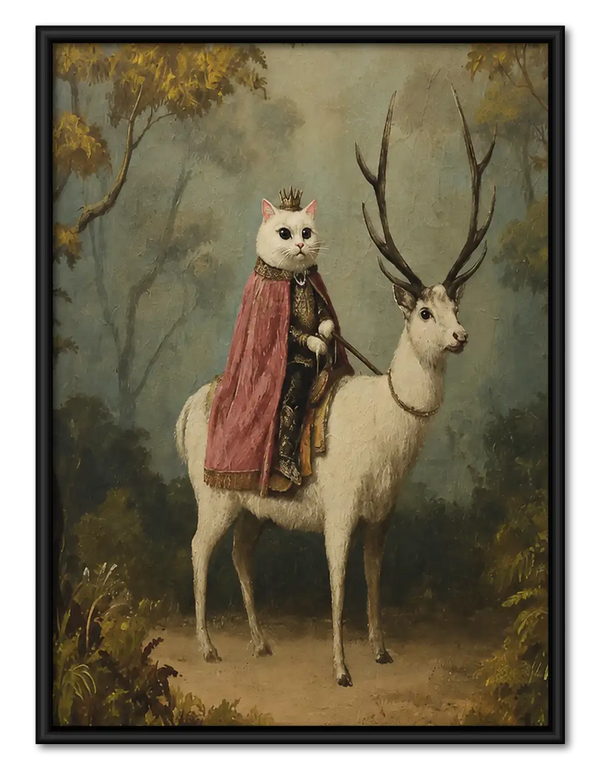 Woman and Deer in Enchanted Forest Wall Art