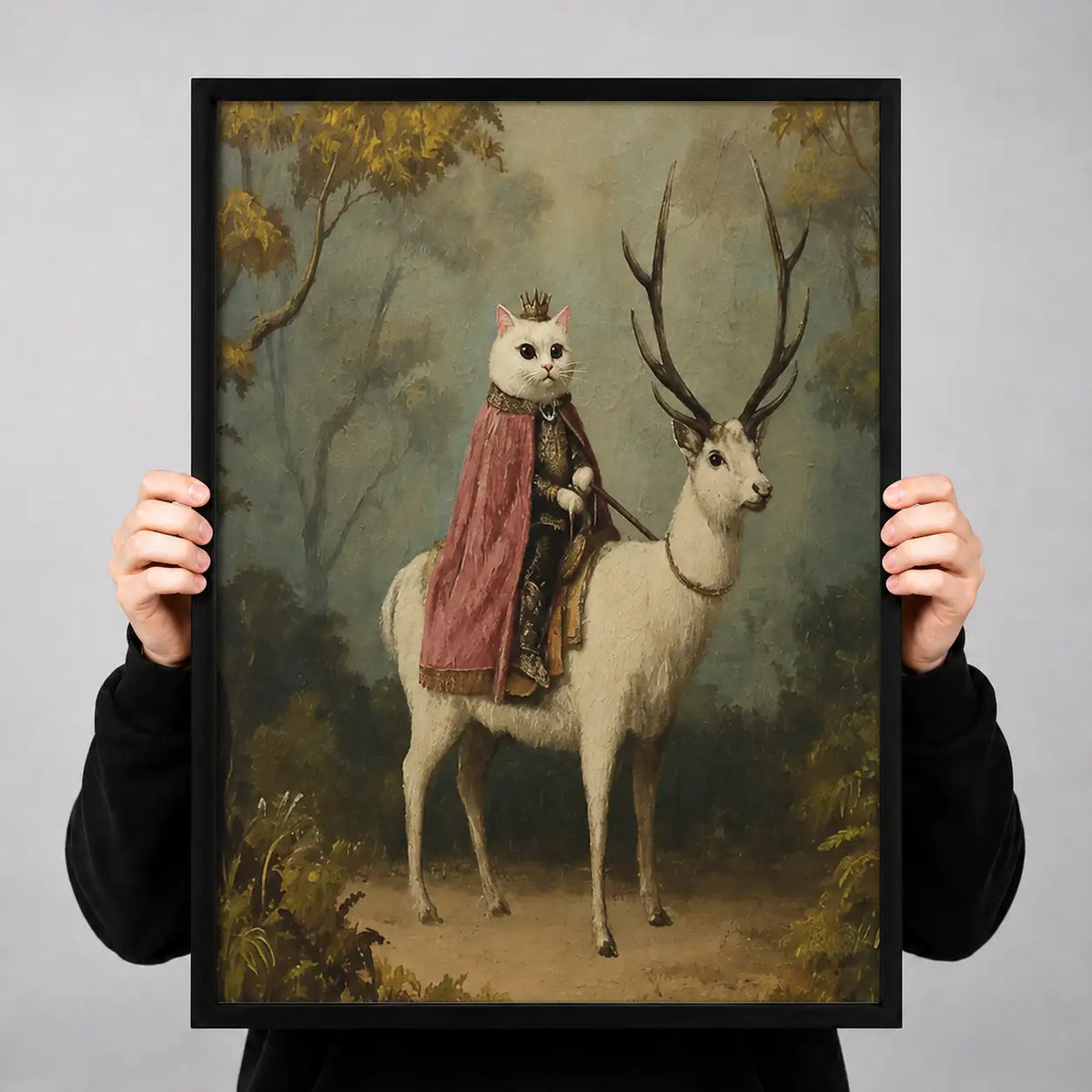 Woman and Deer in Enchanted Forest Wall Art 3