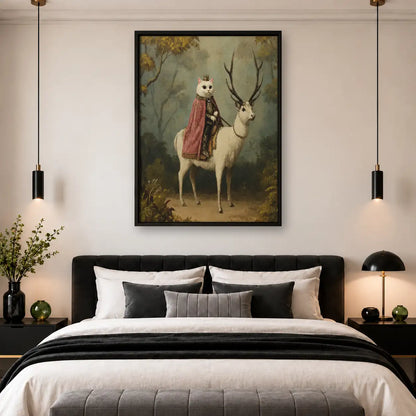 Woman and Deer in Enchanted Forest Wall Art 4