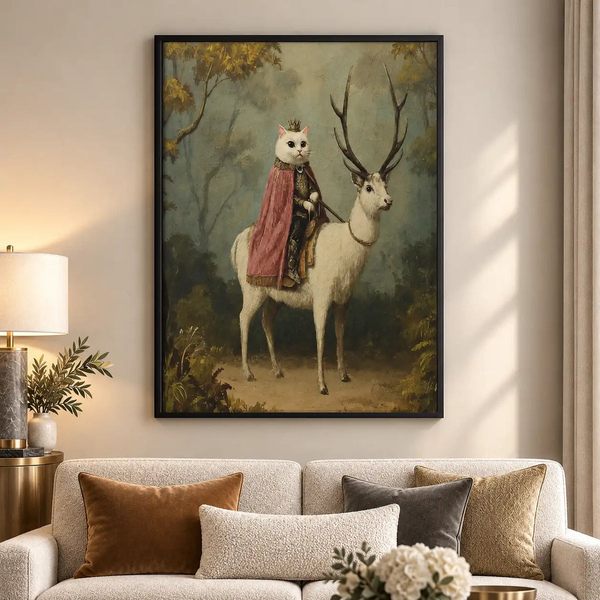 Woman and Deer in Enchanted Forest Wall Art 5