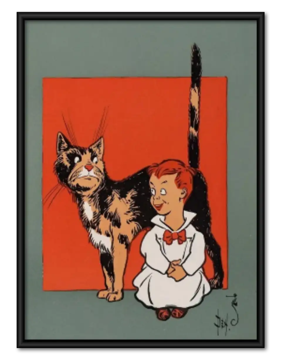 Woman and Wild Cats Portrait Wall Art 1