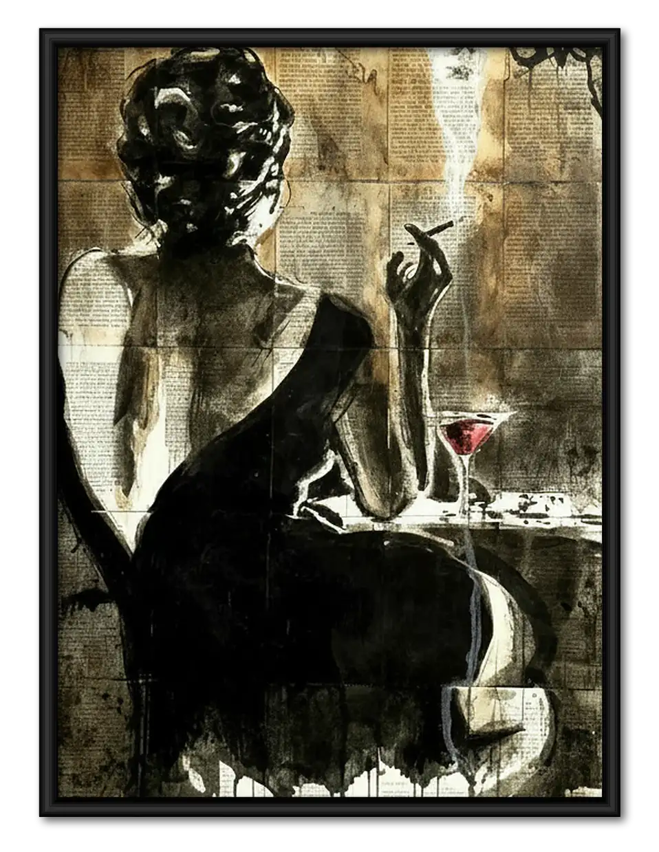 Woman at Mirror with Black Cat Wall Art 1
