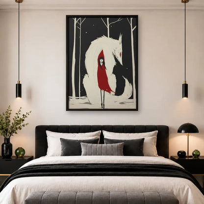 Woman Embracing Giant White Horse Wall Art 4
