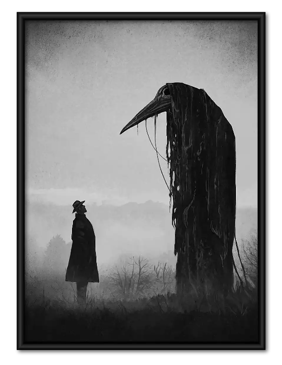 Woman Facing Giant Shadowy Raven Wall Art 1