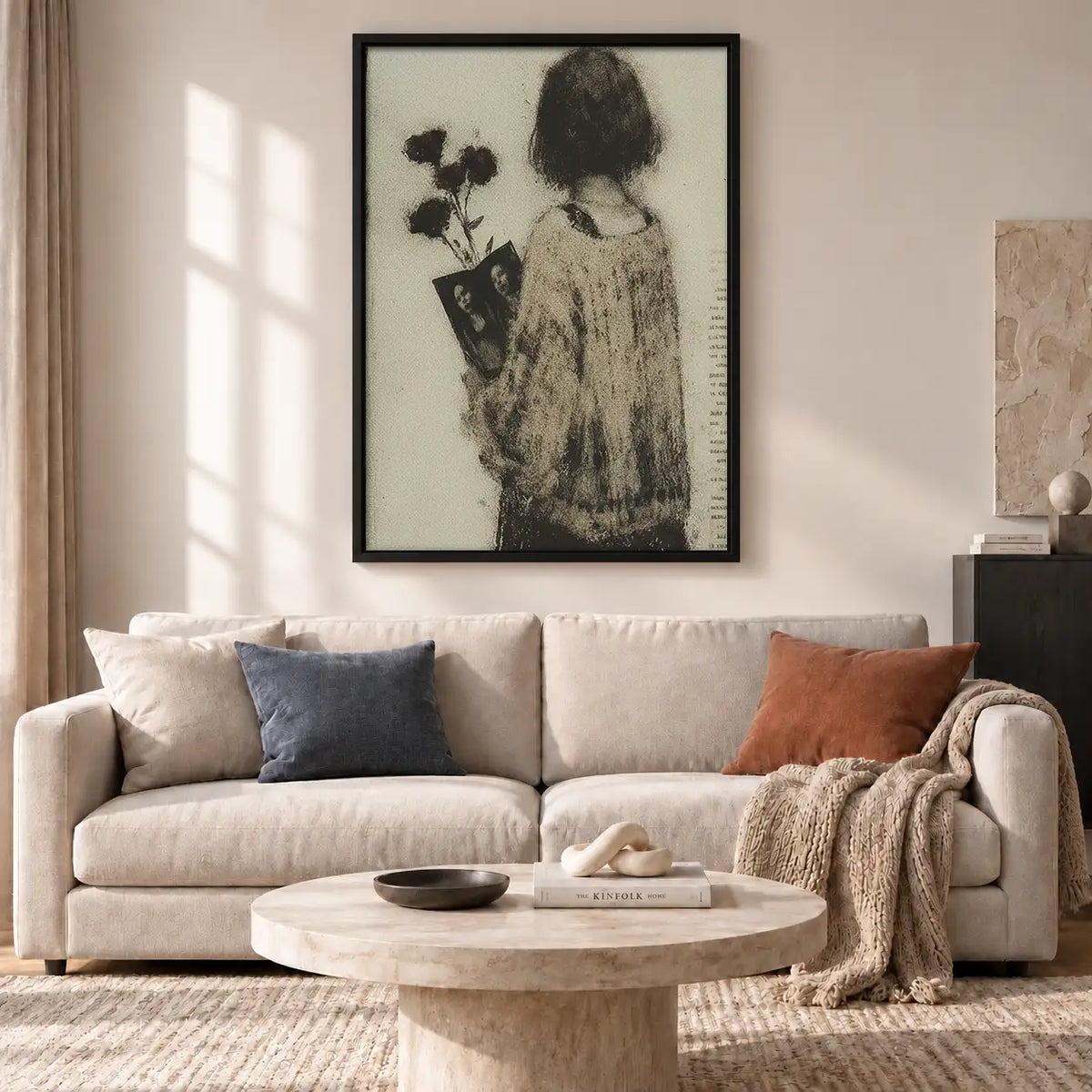 Woman Holding Black Flowers Wall Art 2