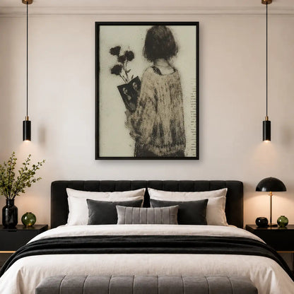 Woman Holding Black Flowers Wall Art 4