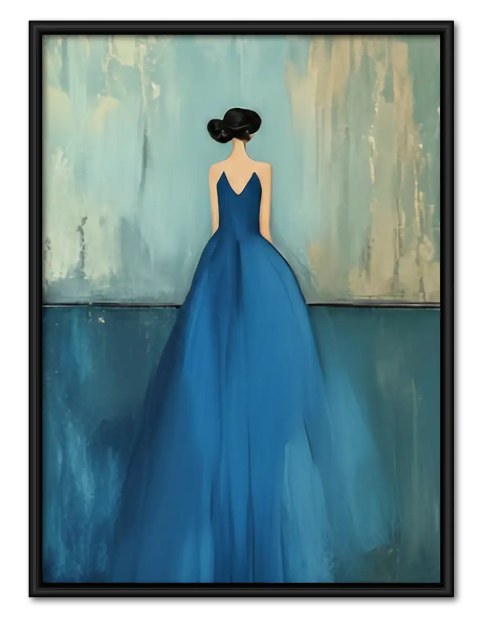 Woman in Flowing Blue Dress Wall Art 1
