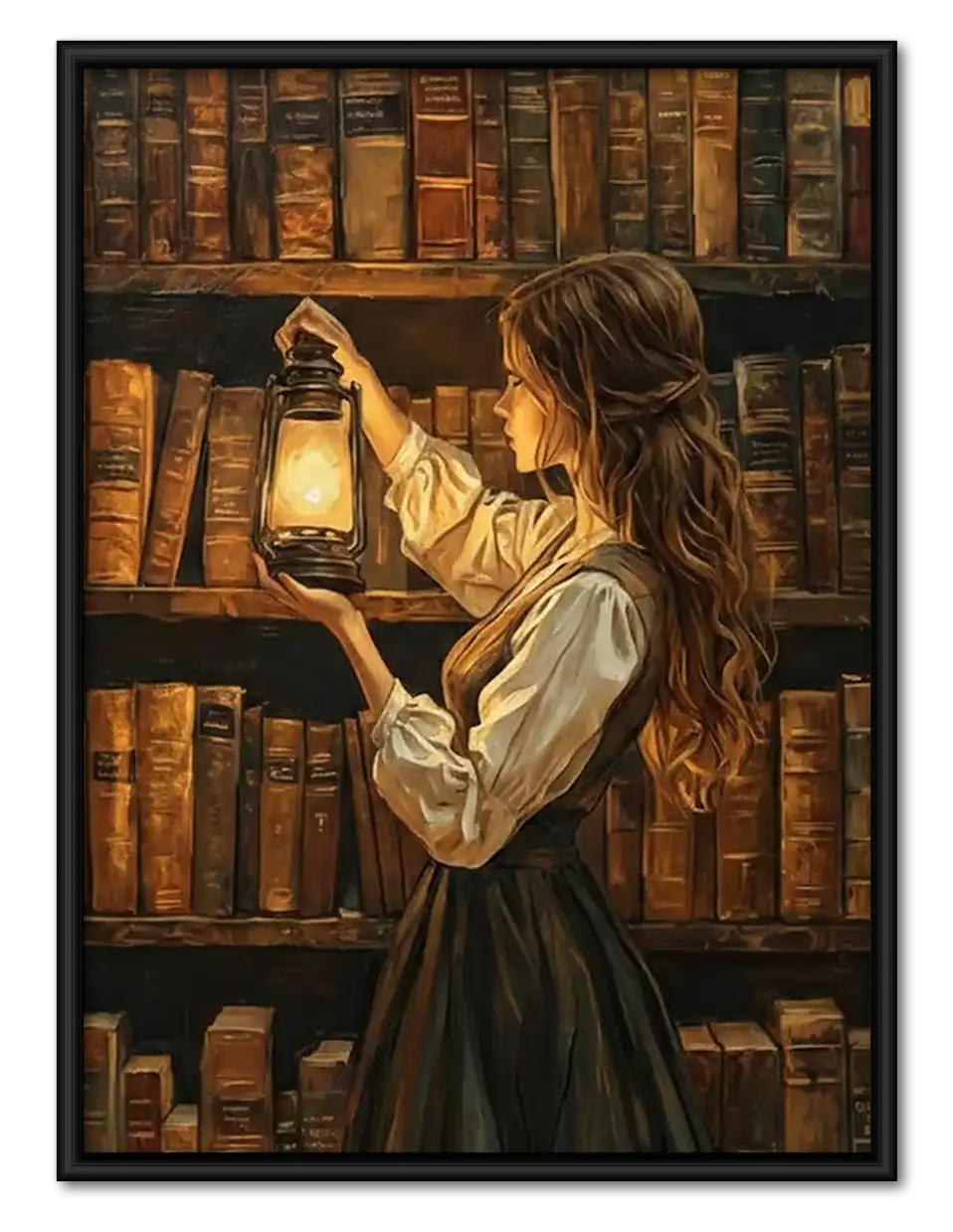 Woman Reading by Candlelight Library Wall Art 1