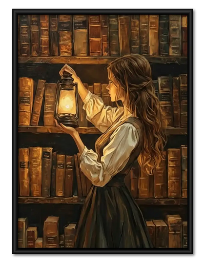 Woman Reading by Candlelight Library Wall Art