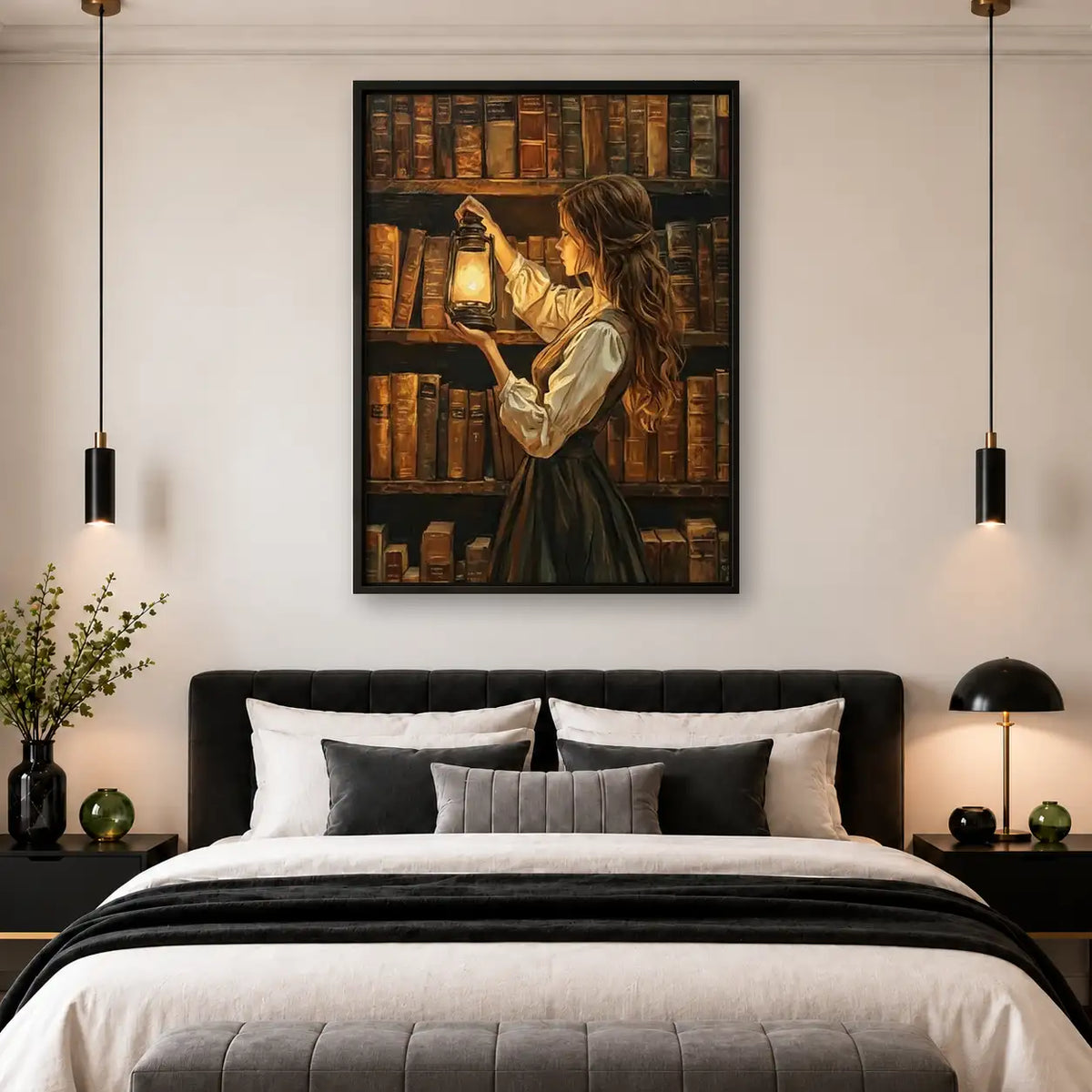 Woman Reading by Candlelight Library Wall Art 4