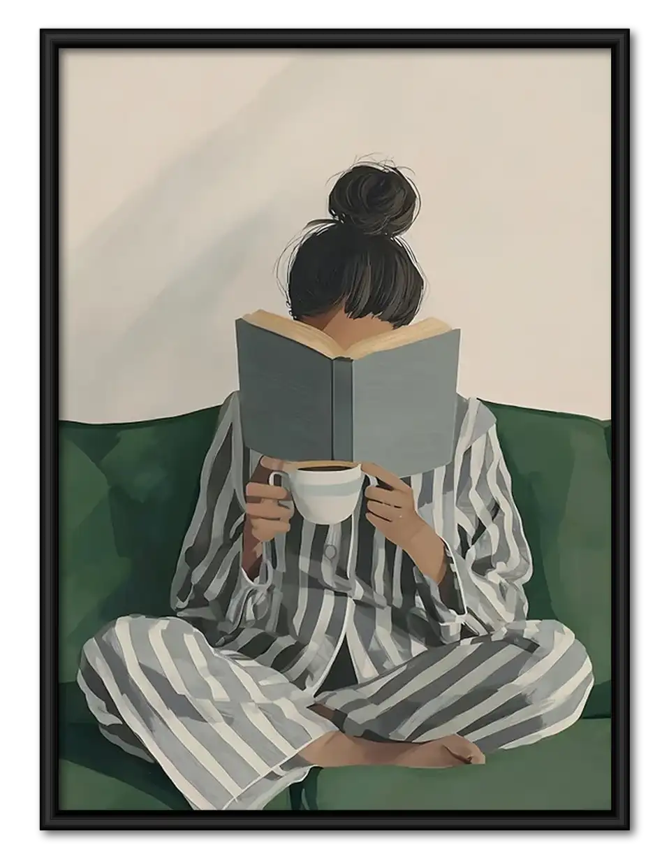Woman Reading in Striped Trousers Wall Art 1