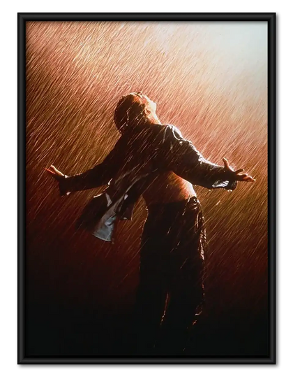 Woman Rejoicing in Red Rain Wall Art
