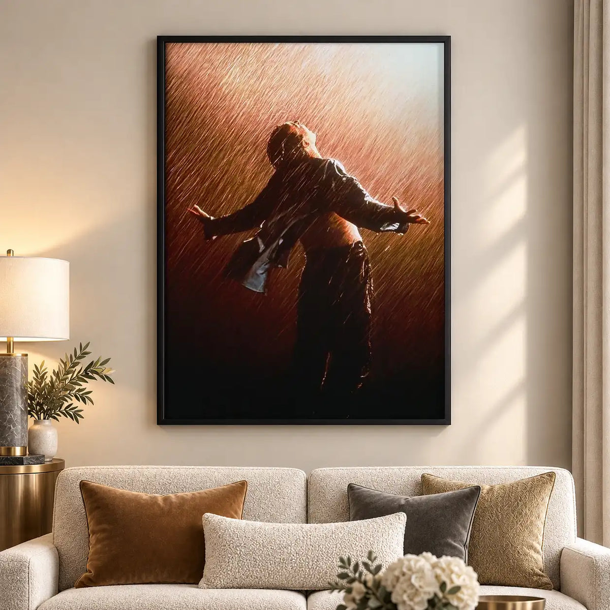 Woman Rejoicing in Red Rain Wall Art 5