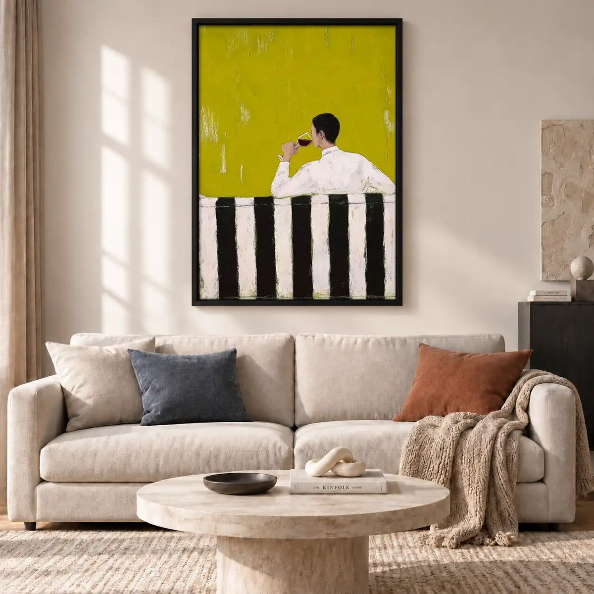 Woman Resting on Striped Balcony Wall Art 2