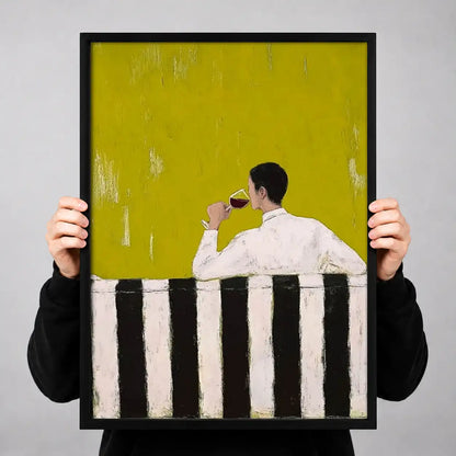 Woman Resting on Striped Balcony Wall Art 3