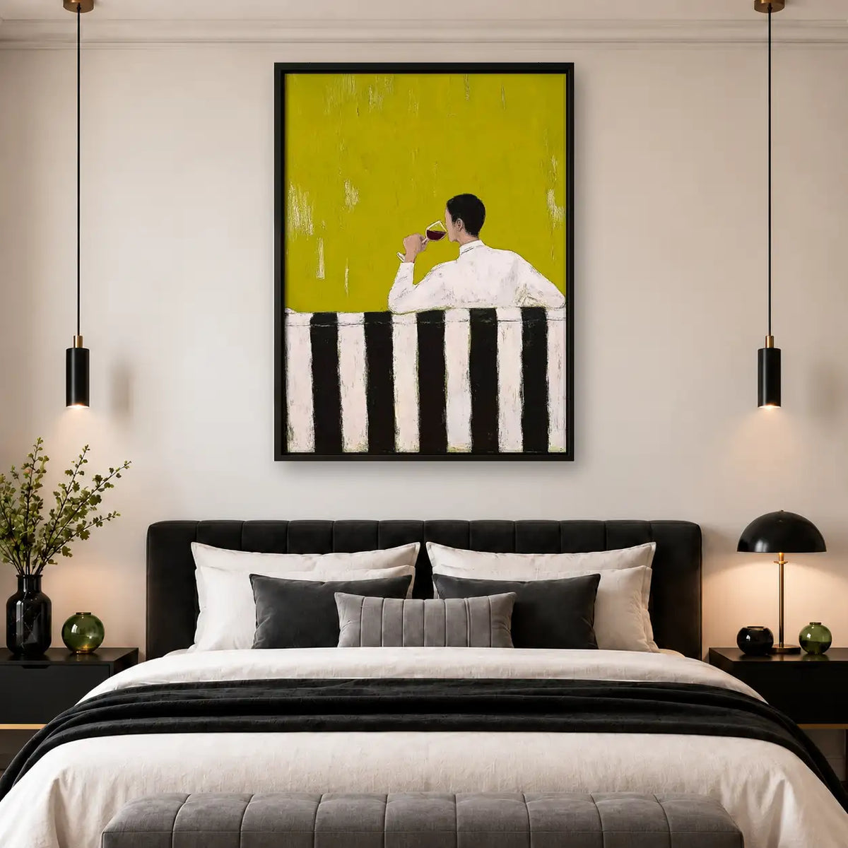 Woman Resting on Striped Balcony Wall Art 4