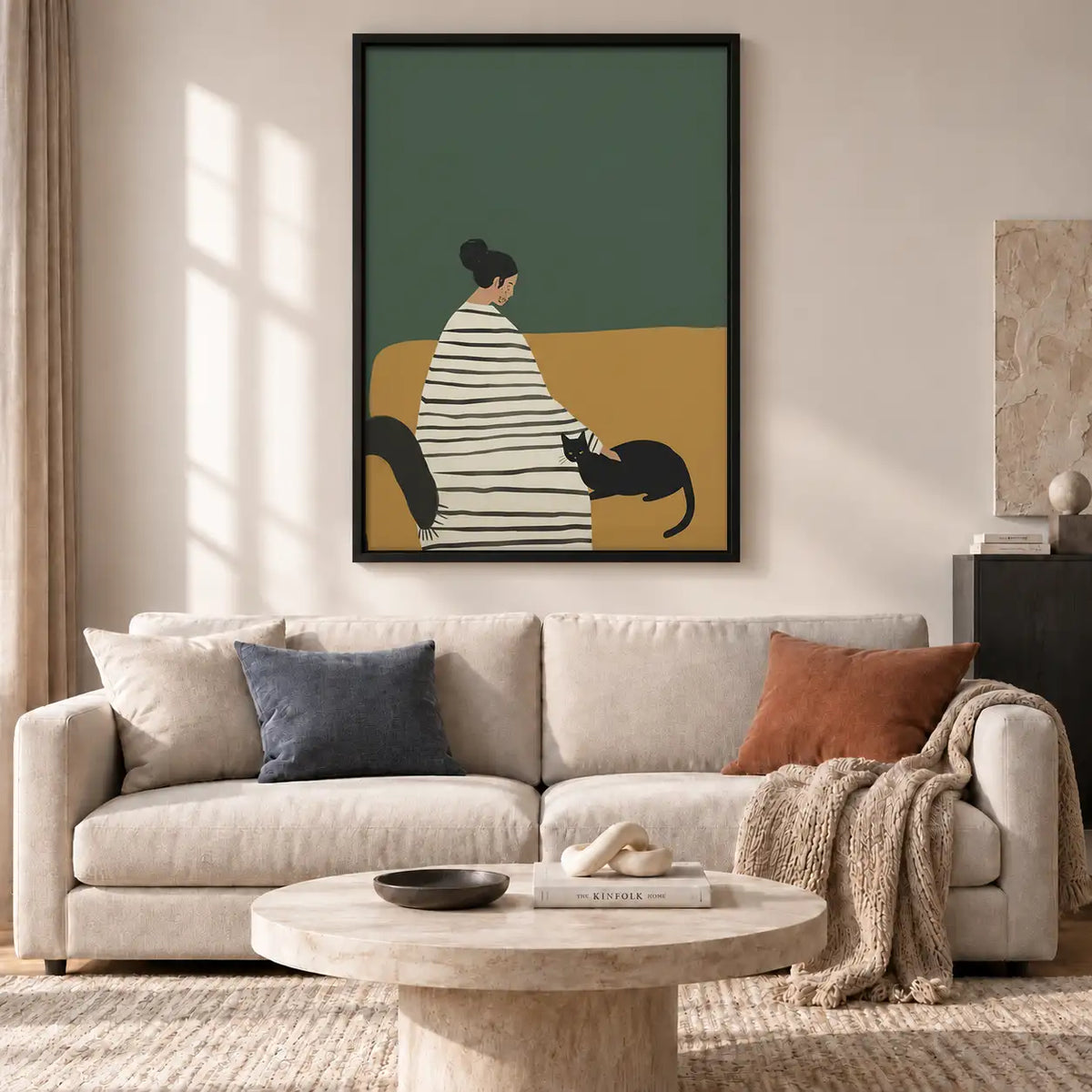 Woman Sitting with Black Cat Wall Art 2
