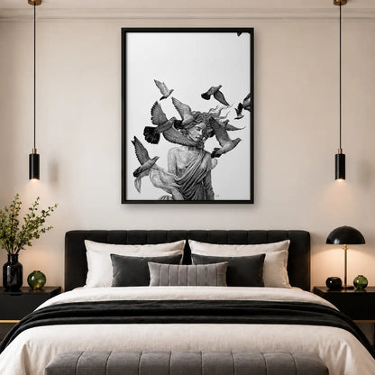 Woman Surrounded by Flying Birds Wall Art 4