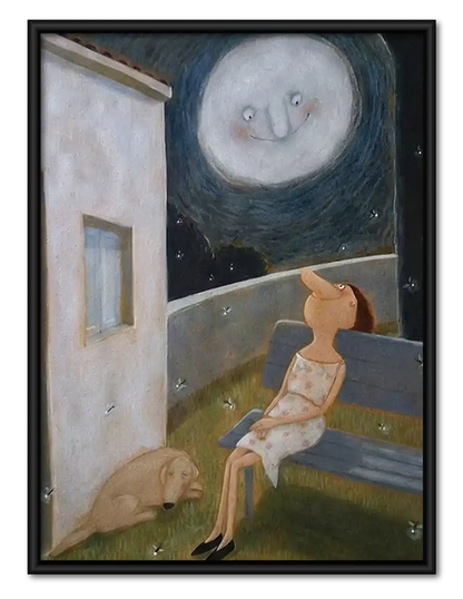 Woman Waiting at Ghostly Train Stop Wall Art 1