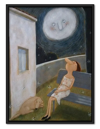 Woman Waiting at Ghostly Train Stop Wall Art