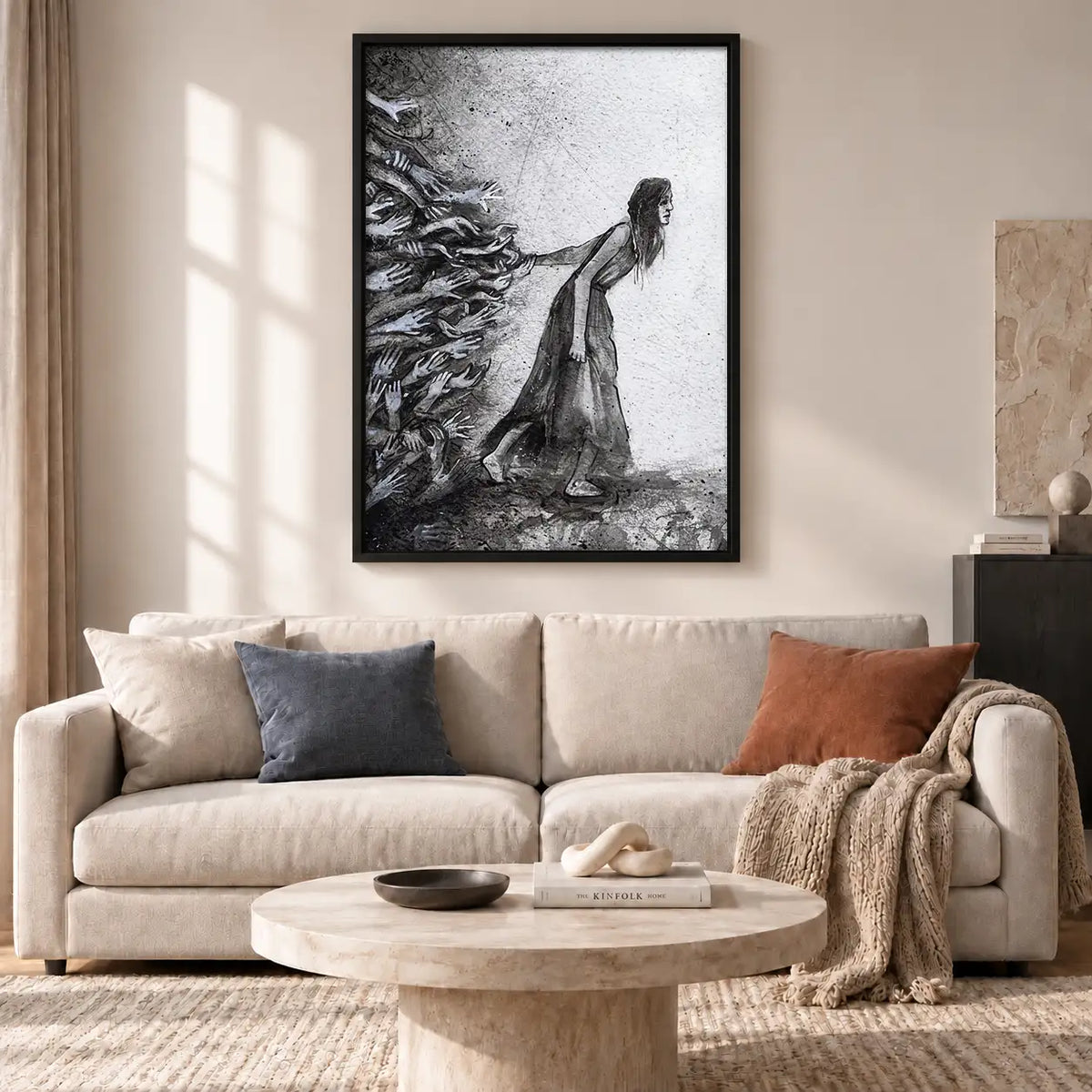Woman Walking Through Windblown Sketch Wall Art 2