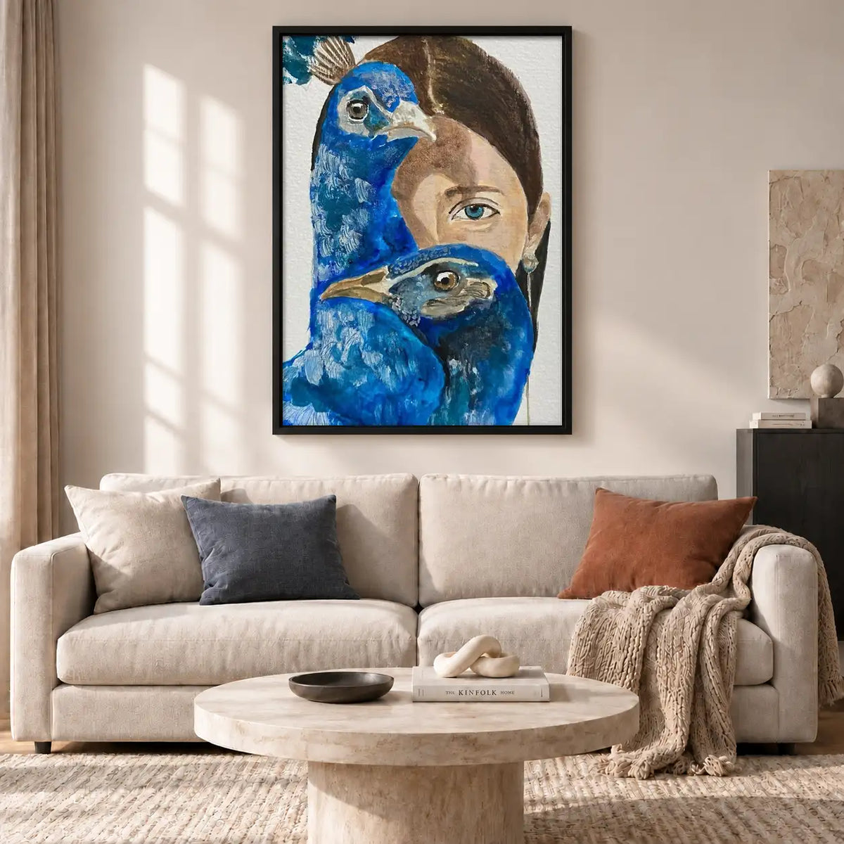 Woman with Blue Birds Double Portrait Wall Art 2