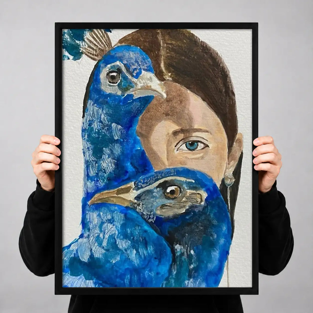 Woman with Blue Birds Double Portrait Wall Art 3