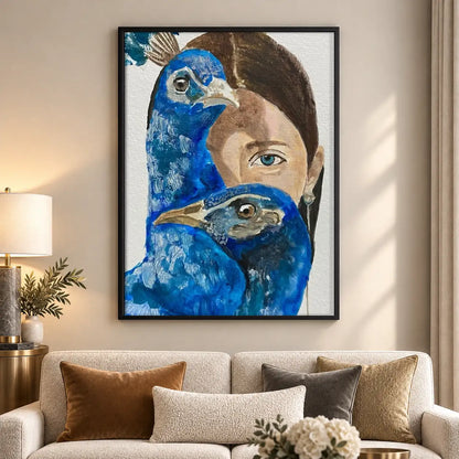 Woman with Blue Birds Double Portrait Wall Art 5