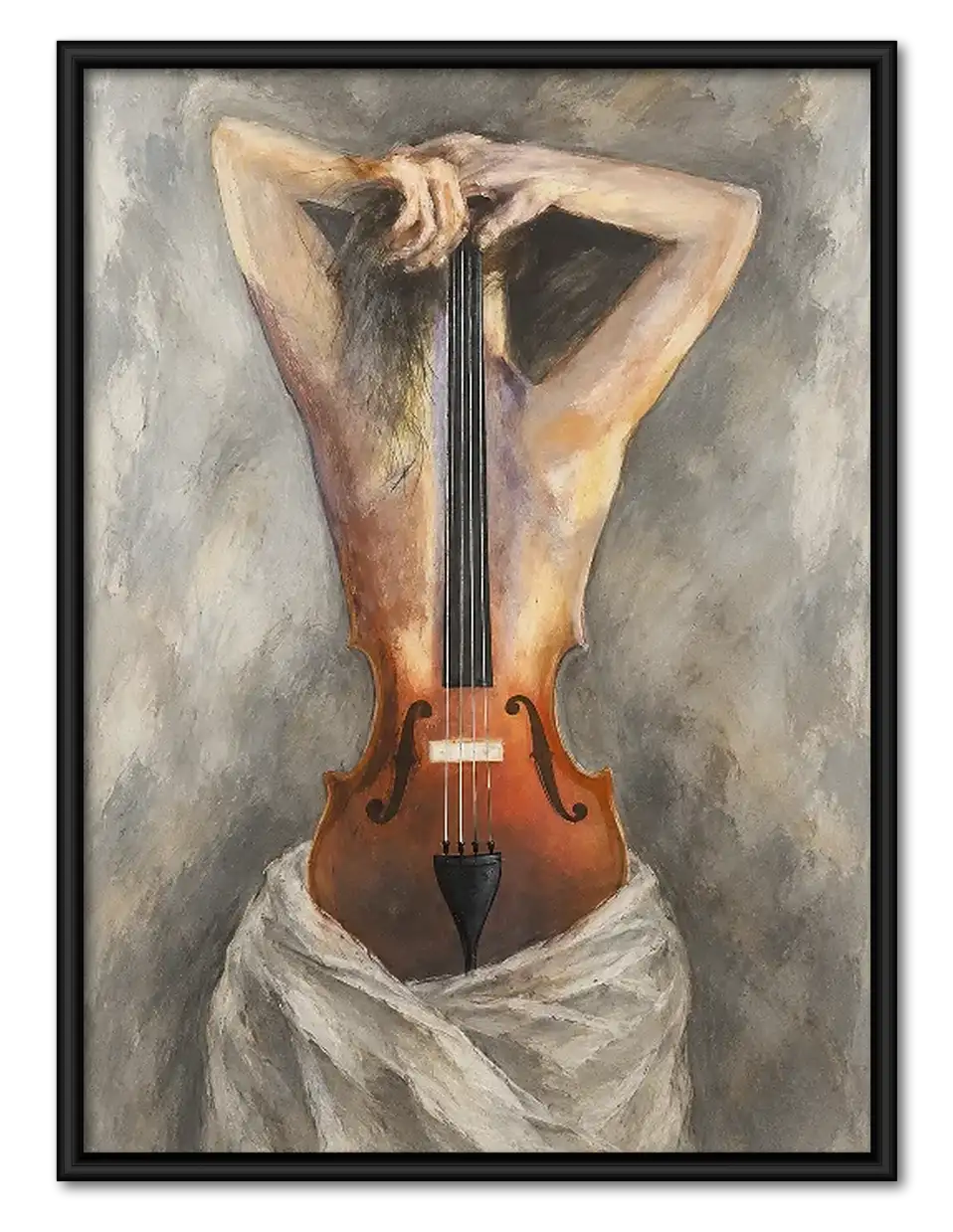 Woman with Cello Surreal Portrait Wall Art 1