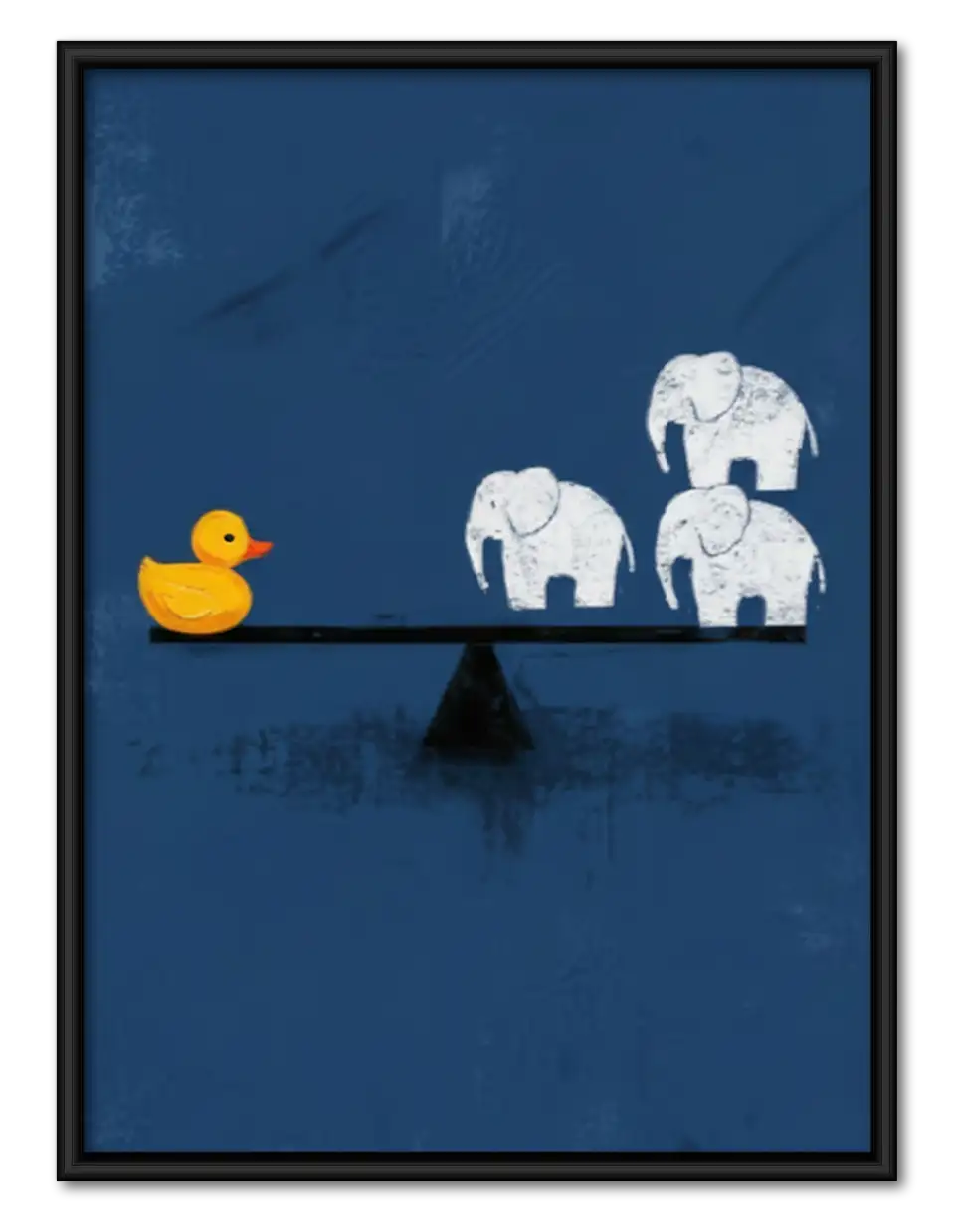 Yellow Duck and White Elephants Shelf Wall Art 1