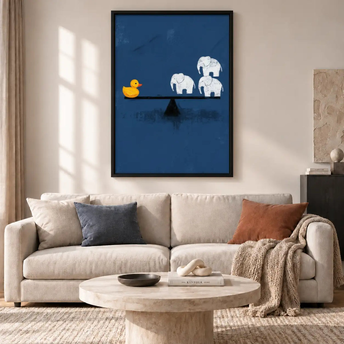 Yellow Duck and White Elephants Shelf Wall Art 2