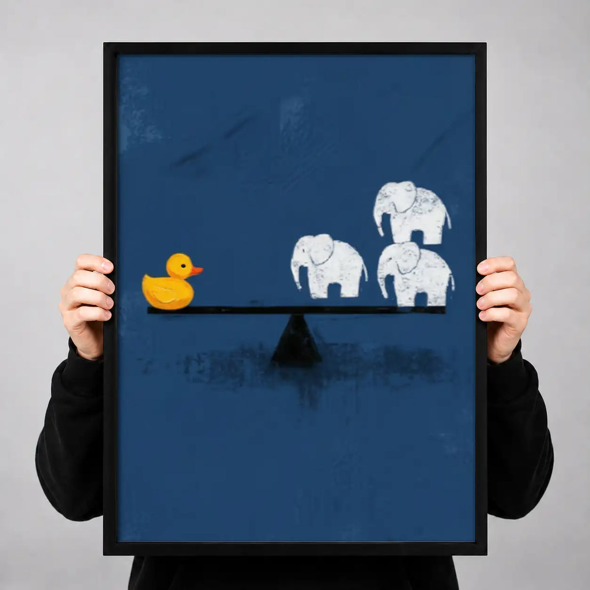 Yellow Duck and White Elephants Shelf Wall Art 3